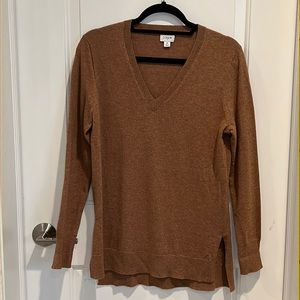Jcrew Factory Wool-Blend Tunic V-Neck Sweater